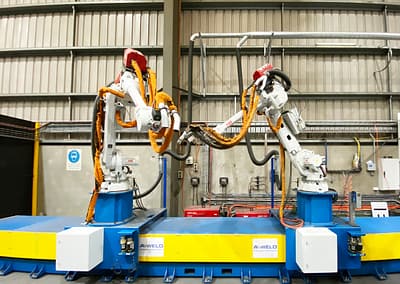 Avweld Twin ABB robot automated MIG welding cell